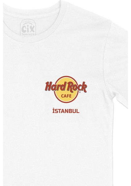 Hard Rock Cafe Istanbul Cep Logo Tasarımlı Beyaz Tişört fiyatları