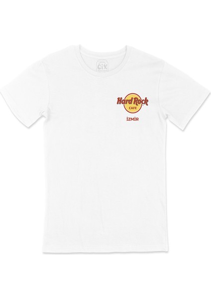 Hard Rock Cafe Izmir Cep Logo Tasarımlı Beyaz Tişört