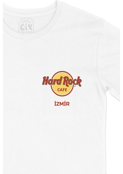 Hard Rock Cafe Izmir Cep Logo Tasarımlı Beyaz Tişört