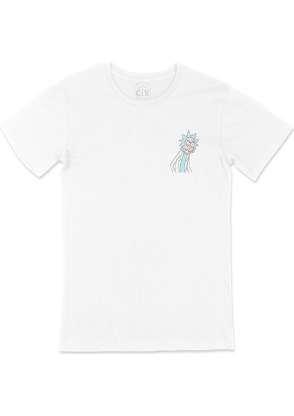 Rick And Morty Cep Logo Tasarımlı Beyaz Tişört