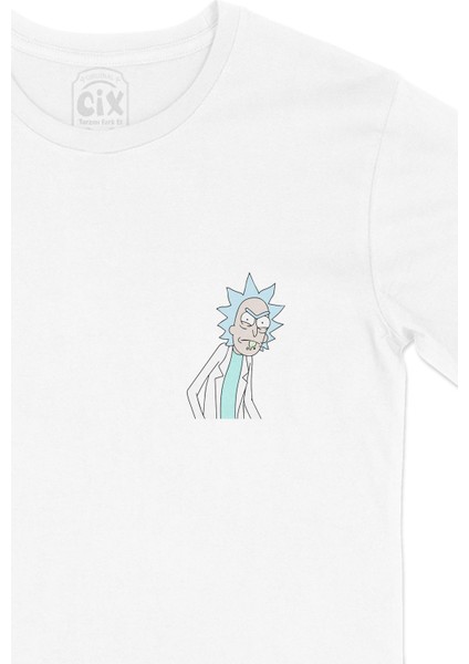Rick And Morty Cep Logo Tasarımlı Beyaz Tişört