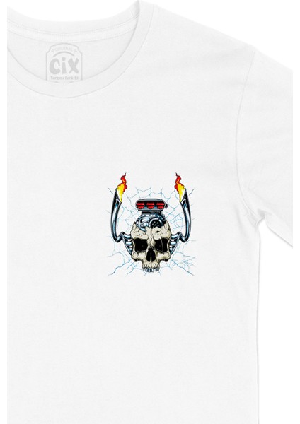 Motor Kuru Kafa Cep Logo Tasarımlı Beyaz Tişört fiyatları