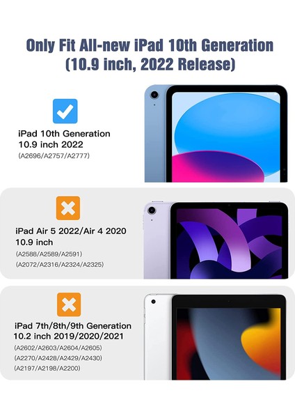 Apple iPad 10. Nesil 2022 10.9" Uyumlu Kılıf Simplism 360 Dönen Yatay Dikey Standlı Kalemlikli Kılıf Arkası Şeffaf