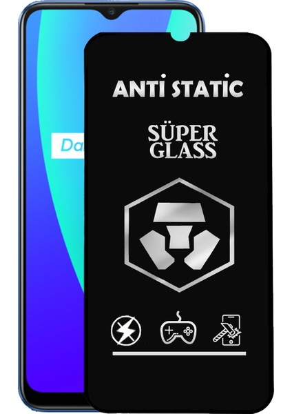 Caseart Realme C15 Tam Kaplayan Anti Statik Dayanıklı Süper Cam Ekran Koruyucu