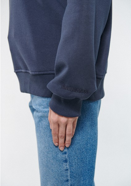 Kadın Bisiklet Yaka Lacivert Basic Sweatshirt 1610198-70726