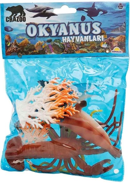 0709 Okyanus Hayvanları Poşetli Hayvan Oyun Seti Orta Boy