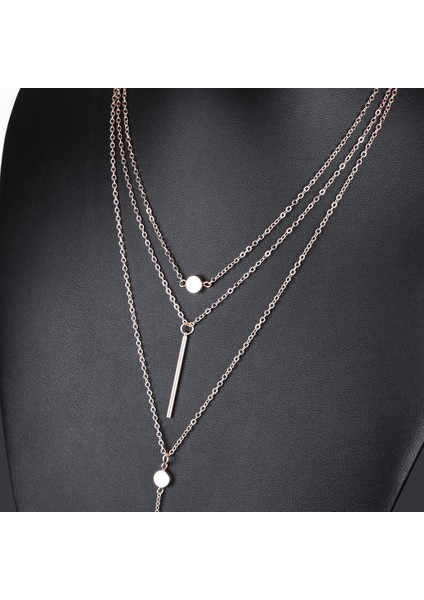 Üç Katlı Kolye Altın, Gümüş Kaplama, Ahşap Kutu İçerisinde