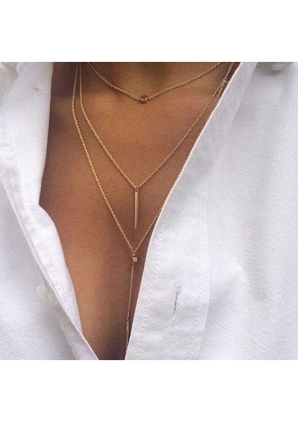 Üç Katlı Kolye Altın, Gümüş Kaplama, Ahşap Kutu İçerisinde fiyatları