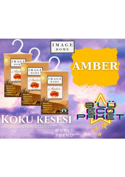 Amber Koku Kesesi. 3lü Ekonomik Paket. Dolap, Çekmece,banyo, Araba ve Ortam Kokusu