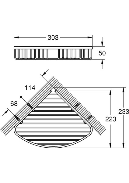 Tel Sabunluk Köşe 233x303x50 mm Baucosmo. Krom - 40663001