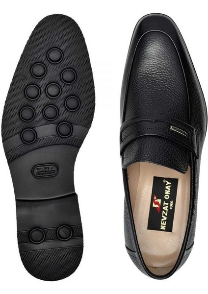 Hakiki Deri Siyah Günlük Loafer Erkek Ayakkabı -10923-