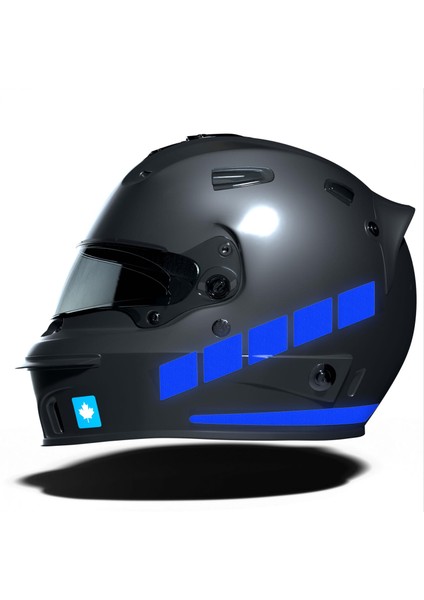 Şerit Tasarımlı Reflektif Mavi Motosiklet Kask Sticker Çınar Extreme