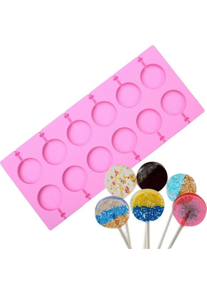 Lolipop Şeker Kalıbı 12LI Silikon Lolipop Kalıbı Sabun Kokulu Taş Epoksi Kalıbı Çikolata Kalıp