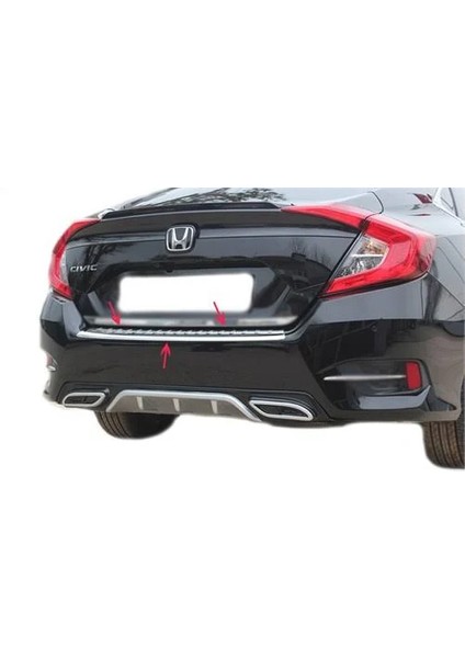 Honda Civic Uyumlu Arka Tampon Eşiği Paslanmaz Çelik (Taşlı) 2016-2021