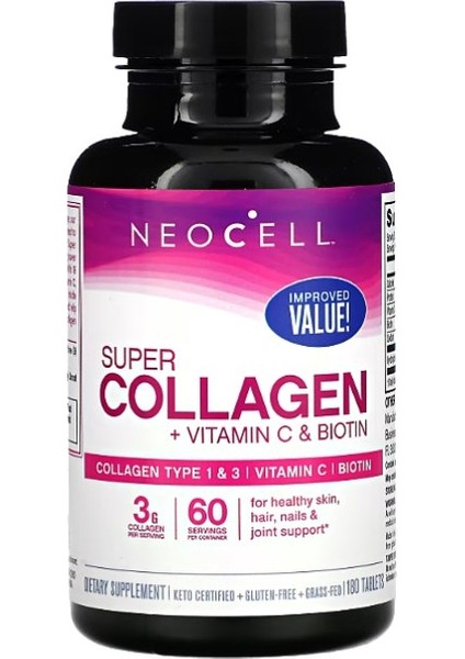 Super Collagen Vitamin C & Biotin 3 gr 180 Tablet