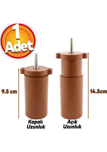 Gizli Mobilya Kanepe Sehpa Koltuk Orta Destek Ayağı Ayarlanabilir 9.5 cm Kahverengi Baza Ayak