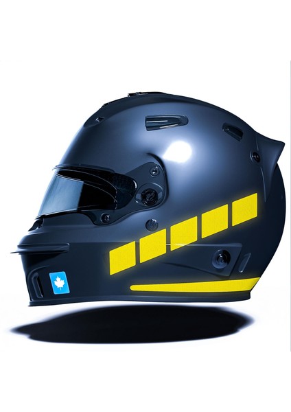 Şerit Tasarımlı Reflektif Sarı Motosiklet Kask Sticker Çınar Extreme