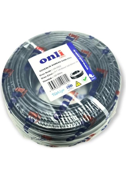 Onli 2+1 0.50MM 100METRE Dış Ortam Cctv Kamera Kablosu Siyah