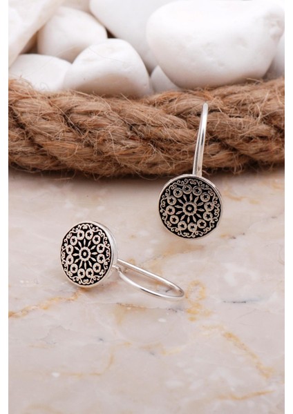 Anadolu Motifli Elişi Gümüş Küpe