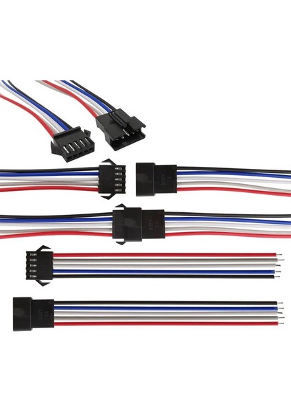 Sanec 2,5mm Jst Sm 5pin Siyah Seyyar Kablolu Konnektör Dişi Erkek Takım 20CM+20CM - 0,50MM