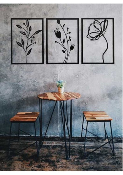 Metal Dekoratif Gelincik Çiçeği Metal Duvar Tablosu 32X45 x 3 Adet Ircr5 3lü Çiçek Tablosu