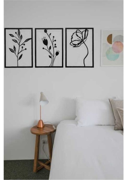 Metal Dekoratif Gelincik Çiçeği Metal Duvar Tablosu 32X45 x 3 Adet Ircr5 3lü Çiçek Tablosu