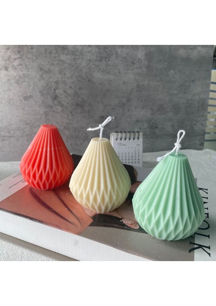 Dekoratif Desenli Armut Mum Silikon Kalıp