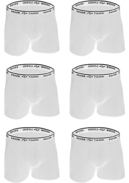 Likralı Erkek Boxer 0060 6 Lı | Beyaz