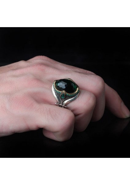 925 Ayar Gümüş Yüzük Kılıç Tasarım Kristal Kesim Zirkon Taşı Takı Mücevher