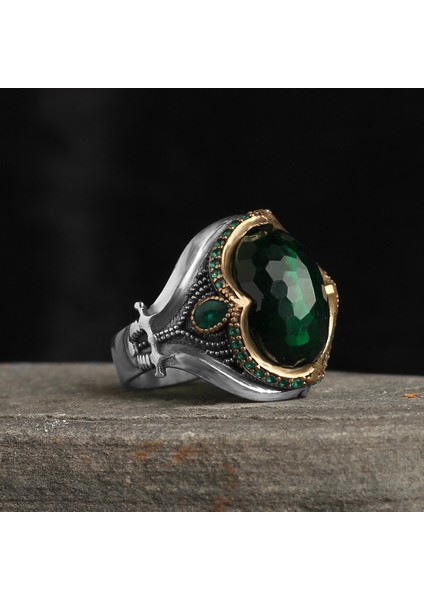 925 Ayar Gümüş Yüzük Kılıç Tasarım Kristal Kesim Zirkon Taşı Takı Mücevher modelleri