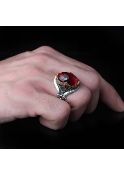 925 Ayar Gümüş Yüzük Kılıç Tasarım Kristal Kesim Zirkon Taşı Takı Mücevher