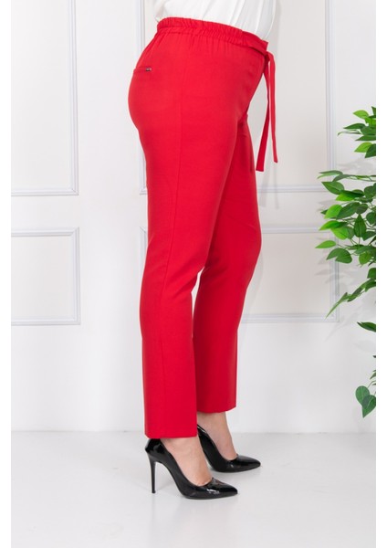 Kadın Büyük Beden Lastikli Yüksek Bel Kumaş Pantolon fiyatları