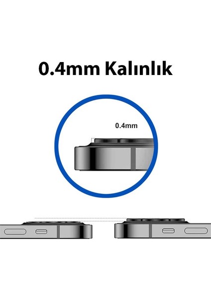 Polham 0.4mm Metal iPhone 14-14 Plus Kamera Lens Koruyucu, 9h 5 Katmanlı Çizilmez Kamera Koruyucu