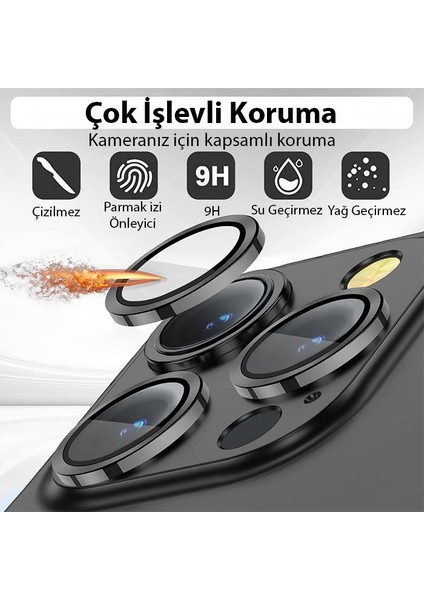 Polham 0.4mm Metal iPhone 14 Pro-14 Pro Max Kamera Lens Koruyucu,3 Adet Set Kamera Koruyucu Kırılmaz