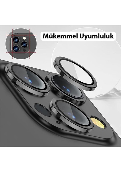 Polham 0.4mm Metal iPhone 14 Pro-14 Pro Max Kamera Lens Koruyucu,3 Adet Set Kamera Koruyucu Kırılmaz