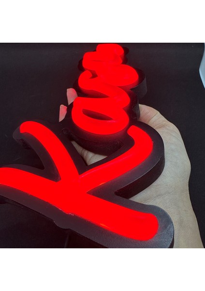 'kasa' Işıklı Özel Tabela-Led ile Neon Görünümlü Tabela Elyazısı Beyaz (29X15CM)