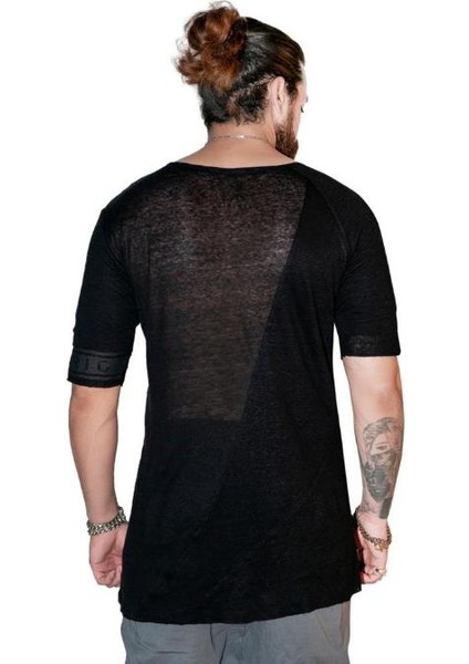 Erkek Özel Tasarım Uzun Keten T-Shirt modelleri