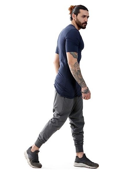 Erkek Bohem Kısa Kol Uzun Tişört Lacivert fiyatları