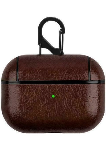 Apple Airpods Pro 2.nesil Kulaklık Koruma Pu Deri Kılıf Koyukahverengi
