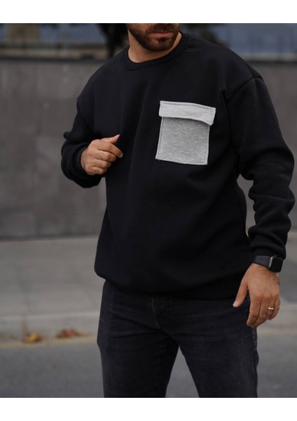 Sweatshirt Siyah Tek Cepli