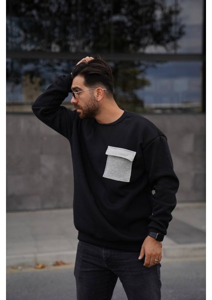 Sweatshirt Siyah Tek Cepli fırsatları
