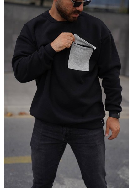 Sweatshirt Siyah Tek Cepli indirimleri