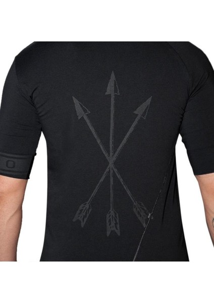 Erkek Bohem Kısa Kol Uzun T-Shirt Siyah