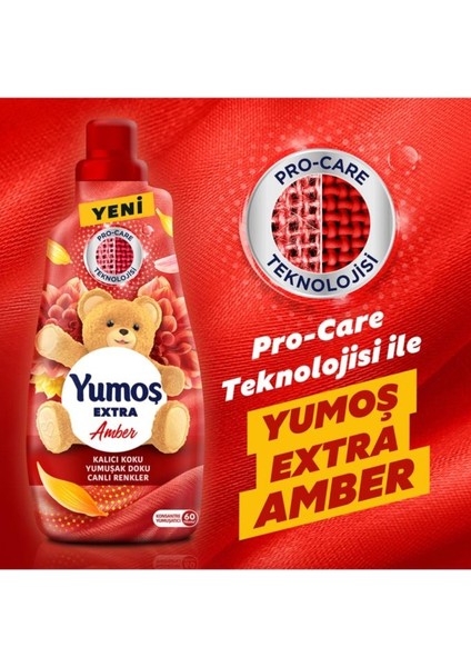 Yumoş Yumuşatıcısı Amber 1440 ml 2 Adet + Omo Active Toz Çamaşır Deterjanı Renkliler 7.5 kg 1 Adet