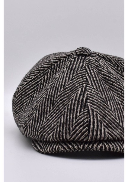 Erkek Zikzak Desenli 8 Parça Yünlü İngiliz Kasket Şapka modelleri
