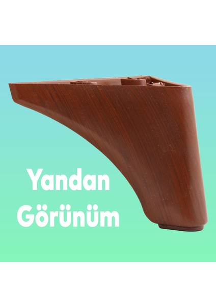 Lüks Mobilya Kanepe Sehpa Tv Ünitesi Koltuk Ayağı 10 cm Kahverengi Ahşap Desenli Baza Ayak