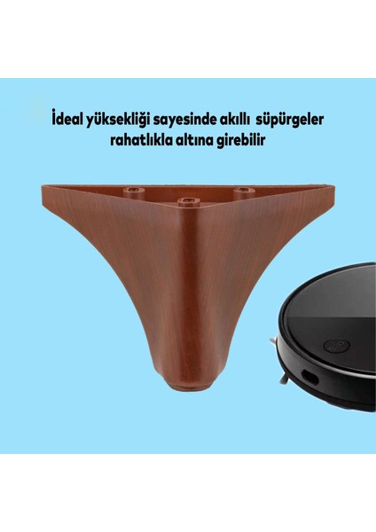 Lüks Mobilya Kanepe Sehpa Tv Ünitesi Koltuk Ayağı 10 cm Kahverengi Ahşap Desenli Baza Ayak