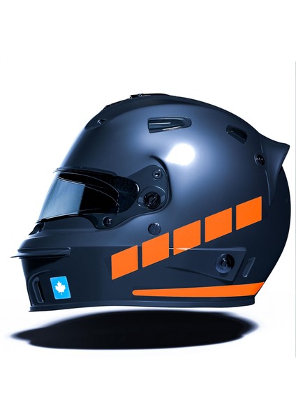Şerit Tasarımlı Floresan Turuncu Motosiklet Kask Sticker Çınar Extreme