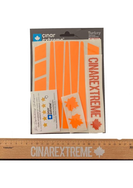 Şerit Tasarımlı Floresan Turuncu Motosiklet Kask Sticker Çınar Extreme fırsatları