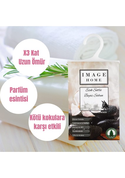 Eşek Sütlü Beyaz Sabun Koku Kesesi. 3lü Ekonomik Paket. Dolap,çekmece,banyo, Araba Kokusu